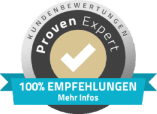 Proven Expert 100% Empfehlungen